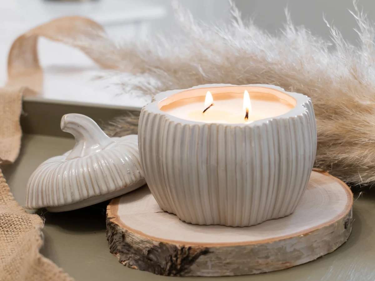 Florence Green ceramic pumpkin candle from the limited-edition Autumn collection